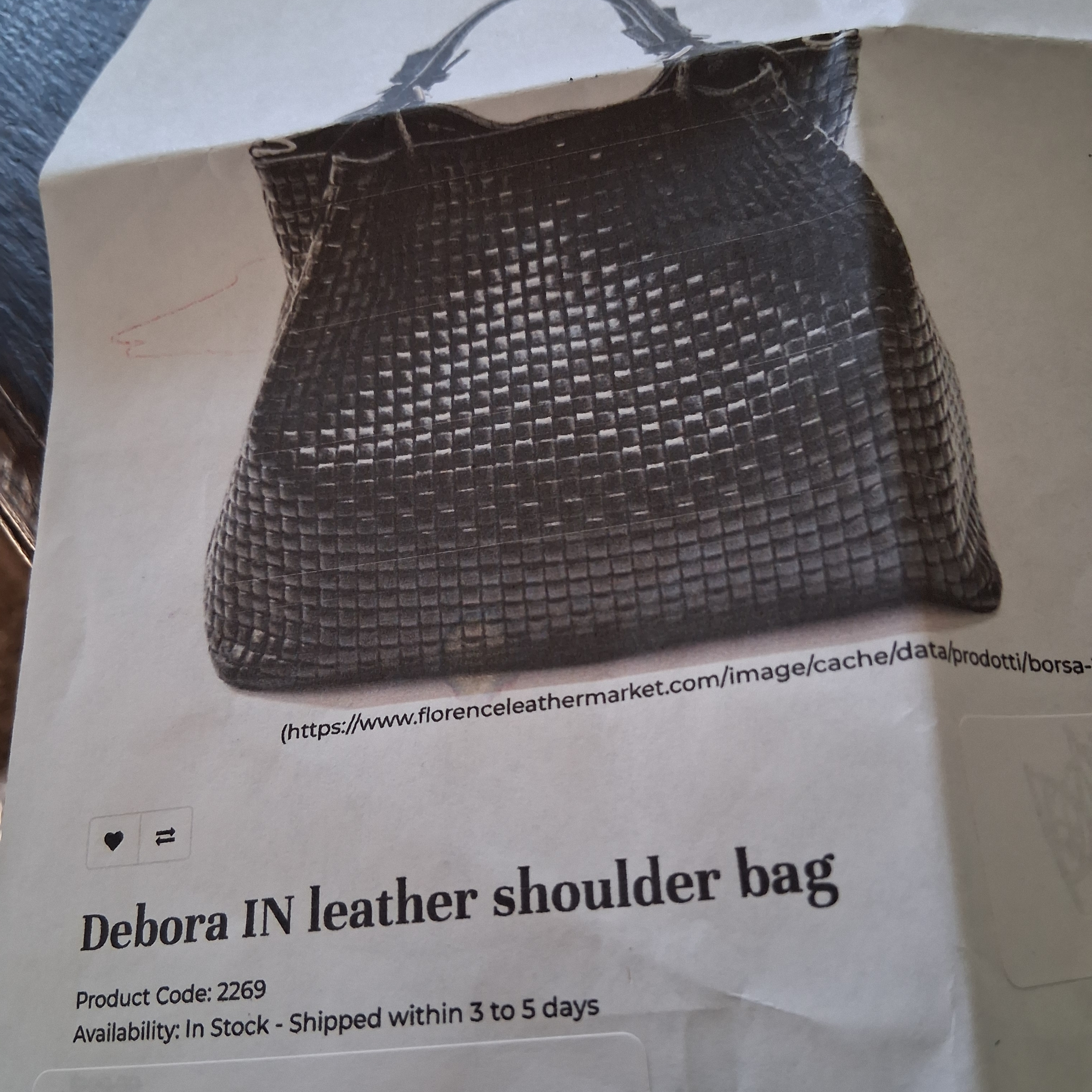 Beautiful New Black Leather Bag From Italy. (Debora). New. Never Worn.